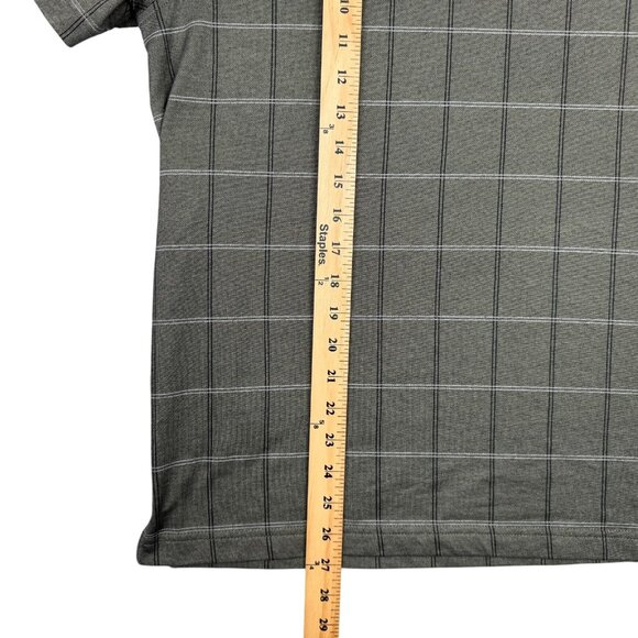 Van Heusen Polo Shirt Mens M Green Windowpane Check Short Sleeve Golf Casual - Picture 7 of 10